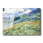 Tamperli Gerçek Cam Tablo Vincent van Gogh Tepe ve Alan Manzarası Ressam Tablosu Duvar Dekoru