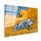 Tamperli Gerçek Cam Tablo Vincent van Gogh Samanlıkta Uyuyanlar Ressam Tablosu Duvar Dekoru