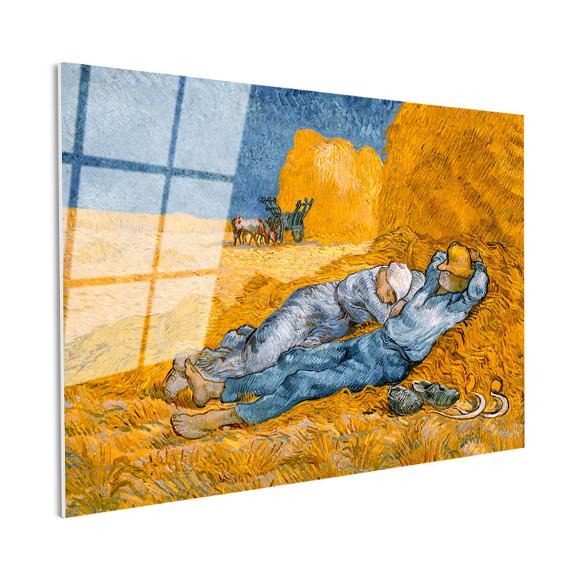 Tamperli Gerçek Cam Tablo Vincent van Gogh Samanlıkta Uyuyanlar Ressam Tablosu Duvar Dekoru
