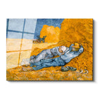 Tamperli Gerçek Cam Tablo Vincent van Gogh Samanlıkta Uyuyanlar Ressam Tablosu Duvar Dekoru