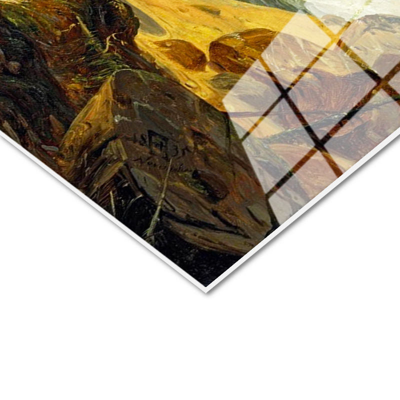 Tamperli Gerçek Cam Tablo C.D. Friedrich Batık Gemi Fırtınalı Deniz Kayalık Ressam Tablosu Dekoru