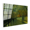 Tamperli Gerçek Cam Tablo J.A. Grimshaw Yağmurlu Yol Gece Mehtaplı Figürler Ressam Tablosu Dekoru