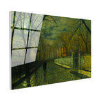 Tamperli Gerçek Cam Tablo J.A. Grimshaw Yağmurlu Yol Gece Mehtaplı Figürler Ressam Tablosu Dekoru