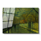 Tamperli Gerçek Cam Tablo J.A. Grimshaw Yağmurlu Yol Gece Mehtaplı Figürler Ressam Tablosu Dekoru