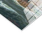 Tamperli Gerçek Cam Tablo John Stobart Denizde Yelkenliler Buharlı Ressam Tablosu Duvar Dekoru