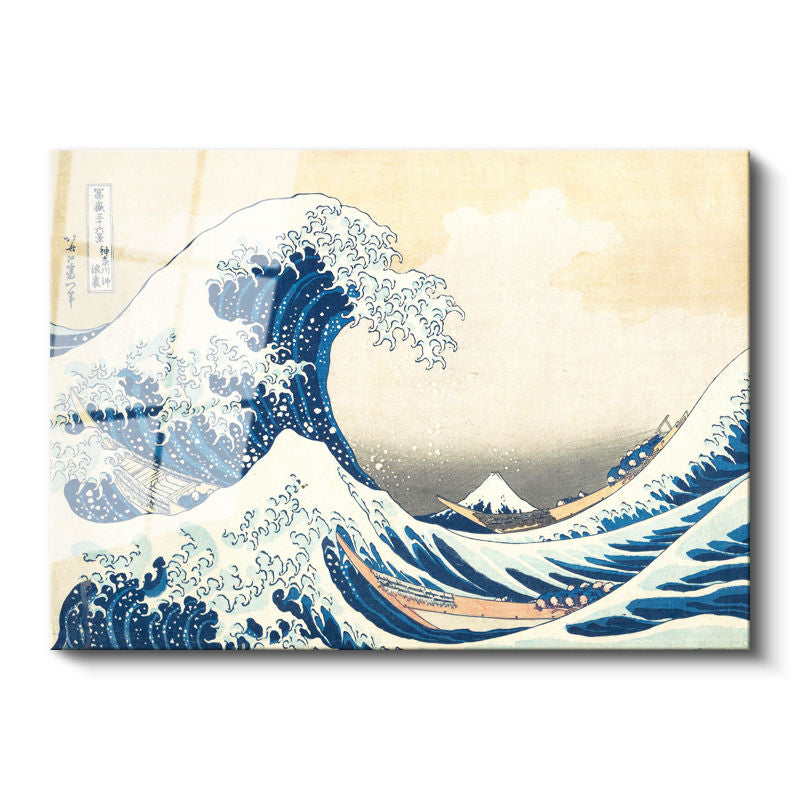 Tamperli Gerçek Cam Tablo Hokusai Büyük Dalga Kanagawa Fuji Dağı Ukiyo-e Ressam Tablosu Duvar Dekoru