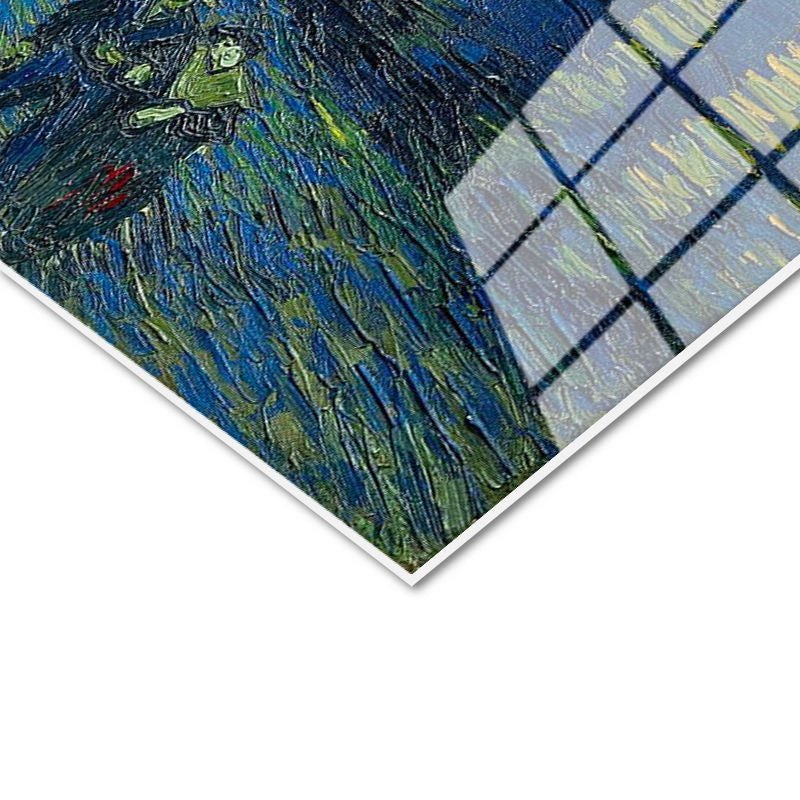 Tamperli Gerçek Cam Tablo Van Gogh Rhone Üzerinde Yıldızlı Gece Rıhtım Ressam Tablosu Duvar Dekoru