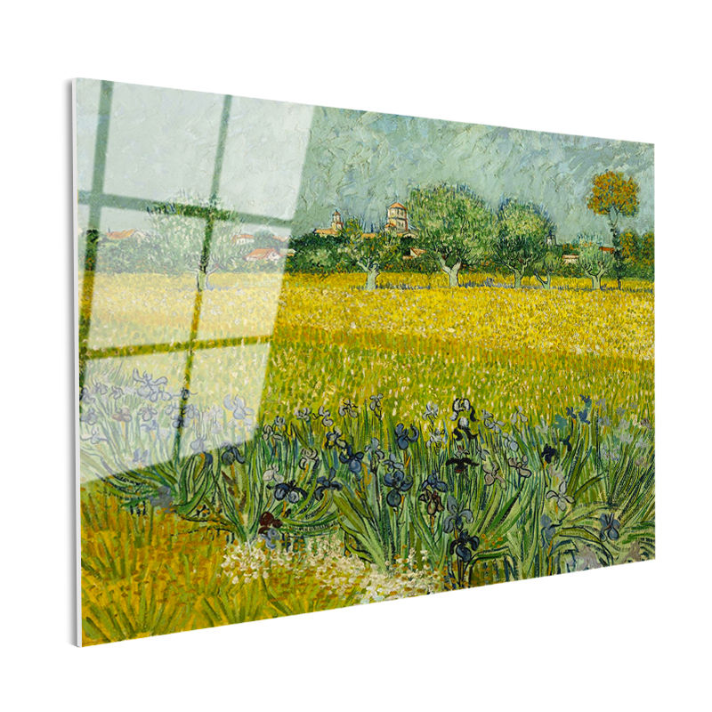 Tamperli Gerçek Cam Tablo Van Gogh Buğday Tarlası Köy Ressam Tablosu Duvar Dekoru