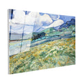 Tamperli Gerçek Cam Tablo Van Gogh Buğday Tarlası Yokuş Yukarı Ressam Tablosu Duvar Dekoru