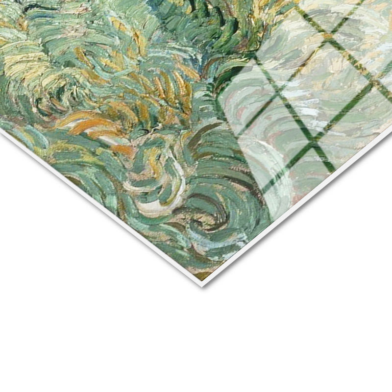 Tamperli Gerçek Cam Tablo Van Gogh Buğday Tarlası Yokuş Yukarı Ressam Tablosu Duvar Dekoru