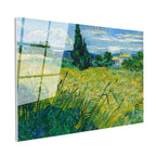 Tamperli Gerçek Cam Tablo Van Gogh Selvili Çayır Çiftlik Evi Ressam Tablosu Duvar Dekoru