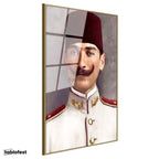 Altın Renk Metal Çerçeveli Tamperli Cam Tablo Atatürk Fesli Gençlik Atatürk Tablosu Duvar Dekoru