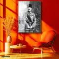 Altın Renk Metal Çerçeveli Tamperli Cam Tablo Atatürk Madalyalı Mareşal Atatürk Tablosu Duvar Dekoru