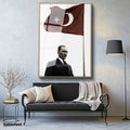 Altın Renk Metal Çerçeveli Tamperli Cam Tablo Atatürk ve Dalgalanan Türk Bayrağı Atatürk Tablosu Duvar Dekoru