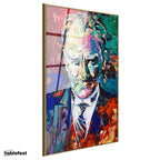 Altın Renk Metal Çerçeveli Tamperli Cam Tablo Atatürk Modern Sanat Soyut Portre Atatürk Tablosu Duvar Dekoru