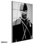 Gümüş Renk Metal Çerçeveli Tamperli Cam Tablo Atatürk Sakallı Kalpaklı Nadir Portre Atatürk Tablosu Duvar Dekoru