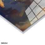 Gümüş Renk Metal Çerçeveli Tamperli Cam Tablo Vazolu Çiçek Aranjmanı Çiçek Tablosu Duvar Dekoru