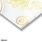 Gümüş Renk Metal Çerçeveli Tamperli Cam Tablo Allah Lafzı Geometrik Çerçeve Desenli Dini İslami Tablo Duvar Dekoru