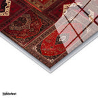 Gümüş Renk Metal Çerçeveli Tamperli Cam Tablo Elif Vav Harfi Osmanlı Halı Motifli Dini İslami Tablo Duvar Dekoru