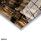 Gümüş Renk Metal Çerçeveli Tamperli Cam Tablo New York Flatiron Binası Şehir Mimari Tablo Duvar Dekoru
