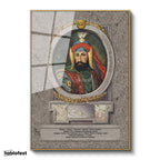 Altın Renk Metal Çerçeveli Tamperli Cam Tablo Sultan I Ahmed Portresi Osmanlı Tablosu Duvar Dekoru
