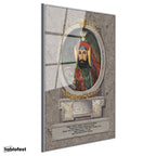 Gümüş Renk Metal Çerçeveli Tamperli Cam Tablo Sultan I Ahmed Portresi Osmanlı Tablosu Duvar Dekoru