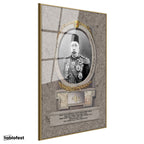 Altın Renk Metal Çerçeveli Tamperli Cam Tablo Sultan Mehmed Reşad Portresi Osmanlı Tablosu Duvar Dekoru