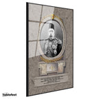 Siyah Renk Metal Çerçeveli Tamperli Cam Tablo Sultan Mehmed Reşad Portresi Osmanlı Tablosu Duvar Dekoru