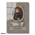 Gümüş Renk Metal Çerçeveli Tamperli Cam Tablo Sultan Abdülaziz Portresi Osmanlı Tablosu Duvar Dekoru