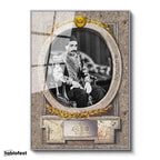 Gümüş Renk Metal Çerçeveli Tamperli Cam Tablo Sultan II Abdülhamid Klasik Portre Osmanlı Tablosu Duvar Dekoru