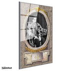 Gümüş Renk Metal Çerçeveli Tamperli Cam Tablo Sultan II Abdülhamid Klasik Portre Osmanlı Tablosu Duvar Dekoru