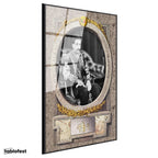 Siyah Renk Metal Çerçeveli Tamperli Cam Tablo Sultan II Abdülhamid Klasik Portre Osmanlı Tablosu Duvar Dekoru