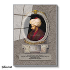 Gümüş Renk Metal Çerçeveli Tamperli Cam Tablo Fatih Sultan Mehmed Klasik Portre Osmanlı Tablosu Duvar Dekoru