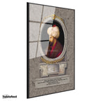 Siyah Renk Metal Çerçeveli Tamperli Cam Tablo Fatih Sultan Mehmed Klasik Portre Osmanlı Tablosu Duvar Dekoru