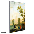 Gümüş Renk Metal Çerçeveli Tamperli Cam Tablo C.J. Vernet Balıkçılar Kıyı Kulesi Deniz Kenarı Ressam Tablosu Dekoru
