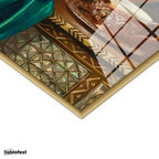 Altın Renk Metal Çerçeveli Tamperli Cam Tablo Bakır İbrik Ve Kase Oryantalist Ressam Tablosu Duvar Dekoru