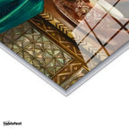 Gümüş Renk Metal Çerçeveli Tamperli Cam Tablo Bakır İbrik Ve Kase Oryantalist Ressam Tablosu Duvar Dekoru