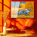 Altın Renk Metal Çerçeveli Tamperli Cam Tablo Vincent van Gogh Samanlıkta Uyuyanlar Ressam Tablosu Duvar Dekoru