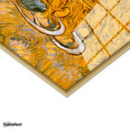 Altın Renk Metal Çerçeveli Tamperli Cam Tablo Vincent van Gogh Samanlıkta Uyuyanlar Ressam Tablosu Duvar Dekoru