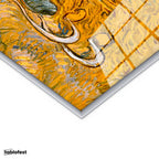 Gümüş Renk Metal Çerçeveli Tamperli Cam Tablo Vincent van Gogh Samanlıkta Uyuyanlar Ressam Tablosu Duvar Dekoru