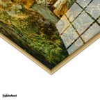 Altın Renk Metal Çerçeveli Tamperli Cam Tablo Paul Sandby Windsor Kalesi Nehir Kenarı Piknik Ressam Tablosu Duvar Dekoru