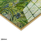 Altın Renk Metal Çerçeveli Tamperli Cam Tablo Van Gogh Buğday Tarlası Köy Ressam Tablosu Duvar Dekoru