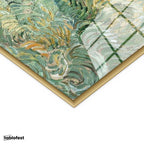 Altın Renk Metal Çerçeveli Tamperli Cam Tablo Van Gogh Buğday Tarlası Yokuş Yukarı Ressam Tablosu Duvar Dekoru