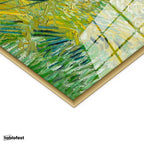 Altın Renk Metal Çerçeveli Tamperli Cam Tablo Van Gogh Selvili Çayır Çiftlik Evi Ressam Tablosu Duvar Dekoru