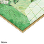 Altın Renk Metal Çerçeveli Tamperli Cam Tablo Van Gogh Beyaz Güller Vazo Çiçekli Natürmort Ressam Tablosu Duvar Dekoru
