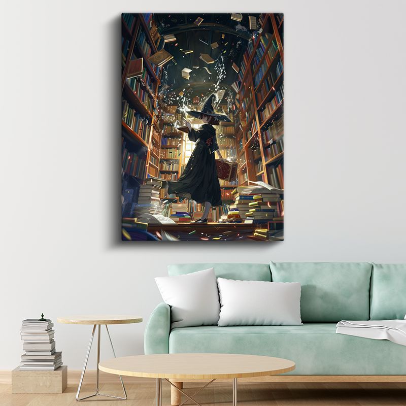 Büyücü Kütüphanesi - Uçuşan Kitaplar Serisi Anime Kanvas Tablo