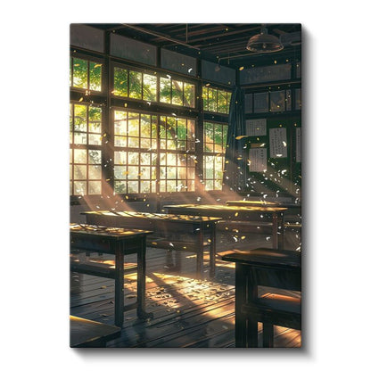 Nostaljik Sınıf - Altın Işık Huzmeleri Anime Kanvas Tablo