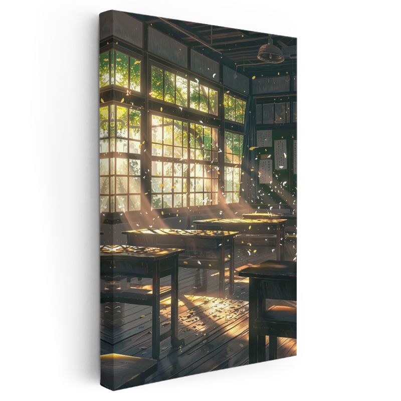 Nostaljik Sınıf - Altın Işık Huzmeleri Anime Kanvas Tablo