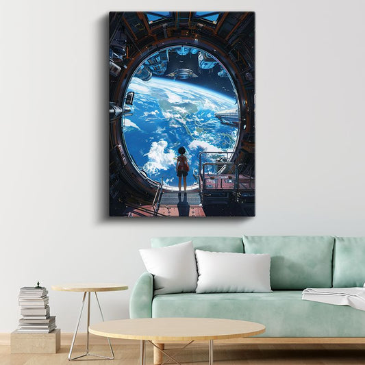 Uzay İstasyonu - Dünya Manzarası Anime Kanvas Tablo