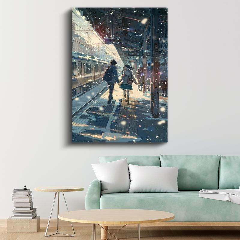 Kar Taneleri İstasyonu - Romantik Buluşma Anime Kanvas Tablo